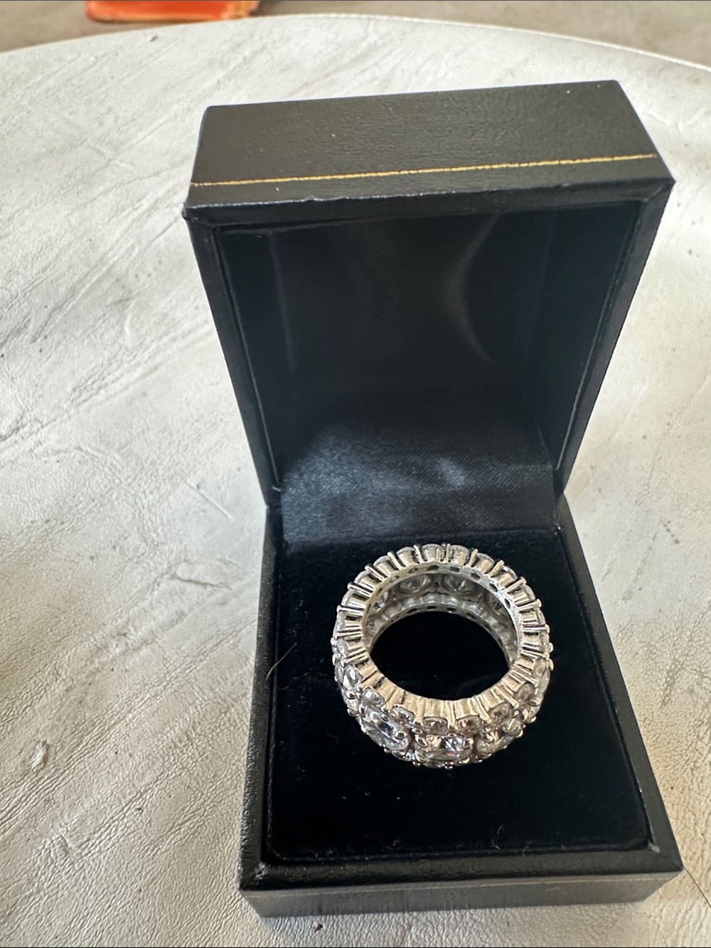 Clear Crystal Multi-Row Silver Ring — Sparkling Statement Band - Picture 2 of 4